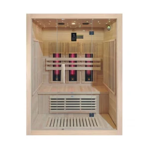 JJSPA JI150A Infrarotsauna für drei Personen aus kanadischem Hemlockholz mit LED-RGB-Sternenhimmel