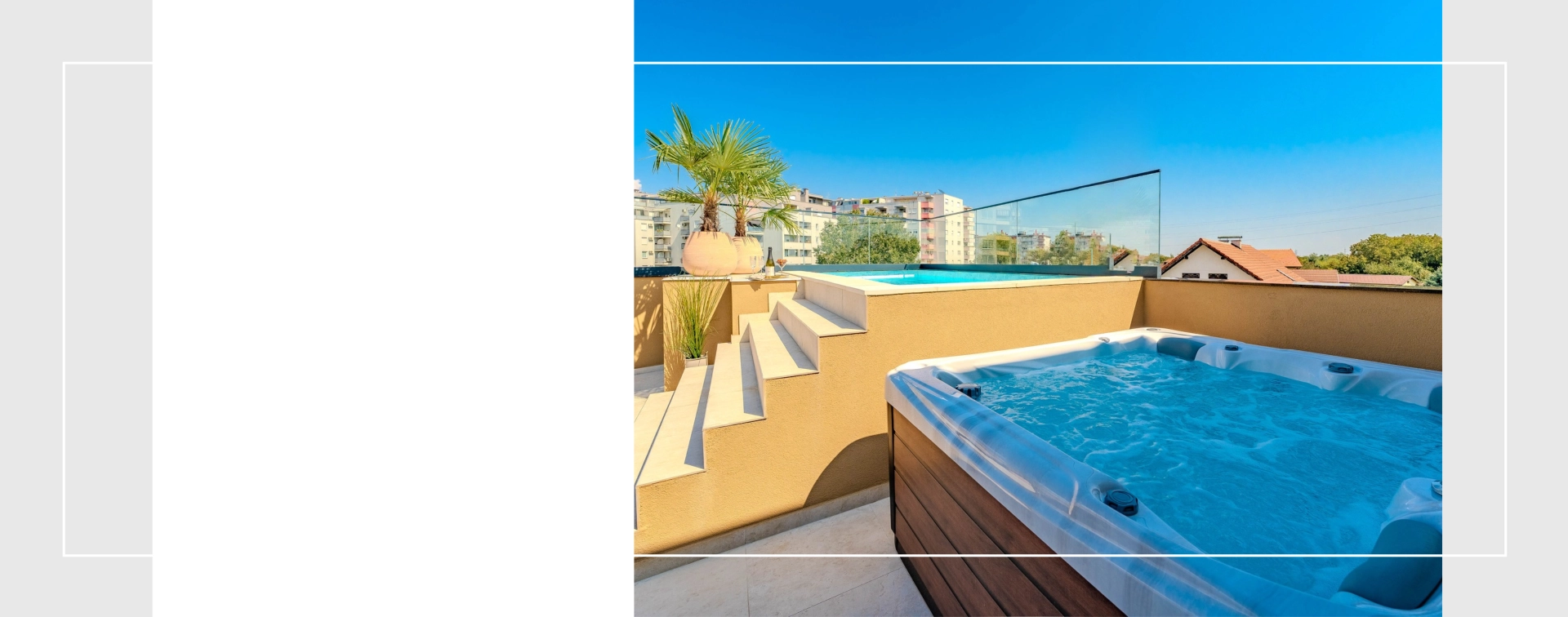 JJSPA Whirlpool auf einer modernen Terrasse.